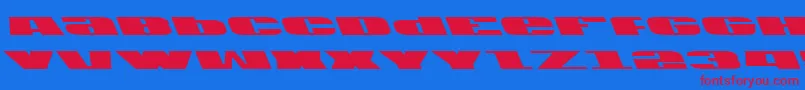 フォントUsav2lft – 赤い文字の青い背景