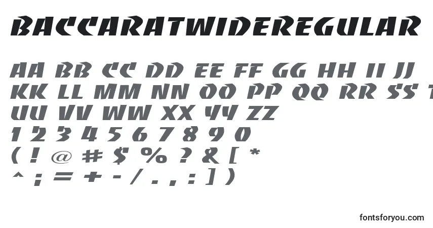 A fonte BaccaratwideRegular – alfabeto, números, caracteres especiais