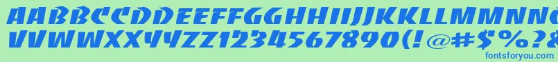 Шрифт BaccaratwideRegular – синие шрифты на зелёном фоне