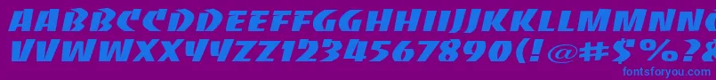 BaccaratwideRegular-Schriftart – Blaue Schriften auf violettem Hintergrund