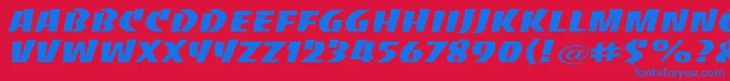 Fonte BaccaratwideRegular – fontes azuis em um fundo vermelho