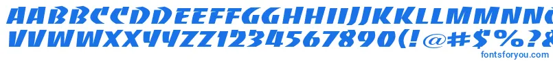 BaccaratwideRegular-Schriftart – Blaue Schriften auf weißem Hintergrund