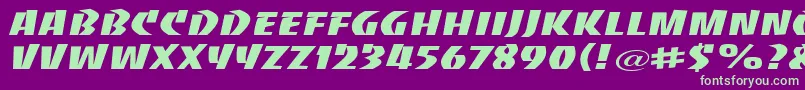 BaccaratwideRegular-Schriftart – Grüne Schriften auf violettem Hintergrund