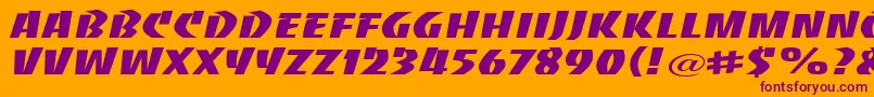 BaccaratwideRegular-Schriftart – Violette Schriften auf orangefarbenem Hintergrund