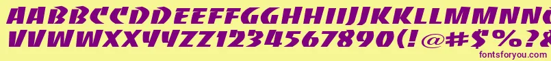 フォントBaccaratwideRegular – 紫色のフォント、黄色の背景