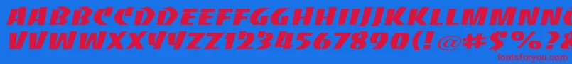 BaccaratwideRegular Font – Red Fonts on Blue Background