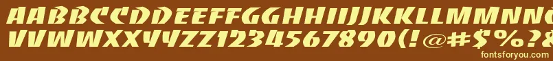 BaccaratwideRegular-fontti – keltaiset fontit ruskealla taustalla