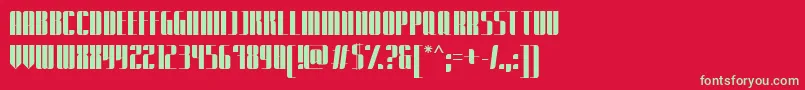 ExpatriatePromo-Schriftart – Grüne Schriften auf rotem Hintergrund