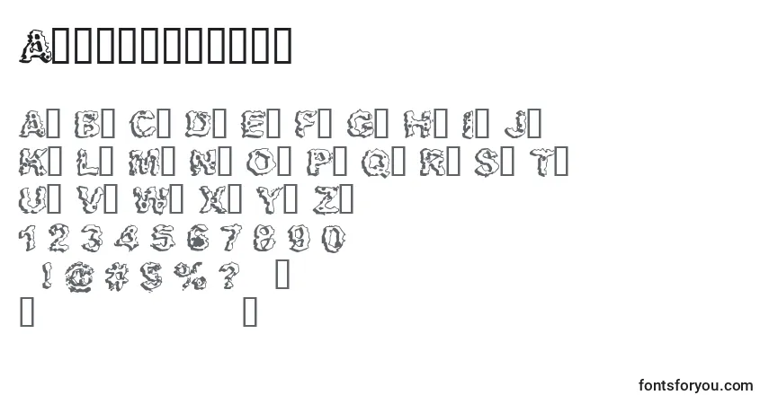 A fonte Apocalypshit – alfabeto, números, caracteres especiais