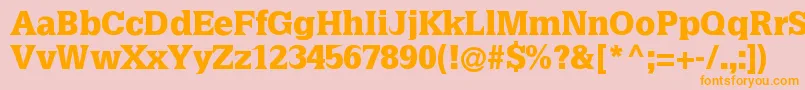 フォントLatiniablack – オレンジの文字がピンクの背景にあります。