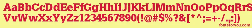 フォントLatiniablack – 赤い文字の黄色い背景