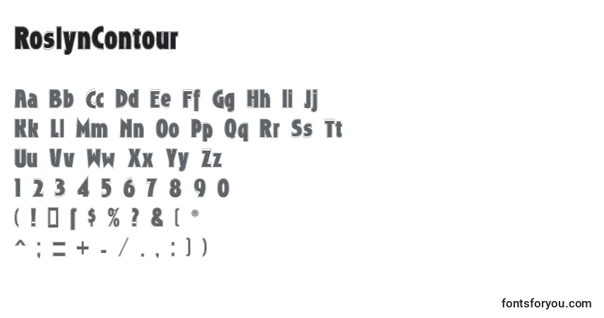 A fonte RoslynContour – alfabeto, números, caracteres especiais