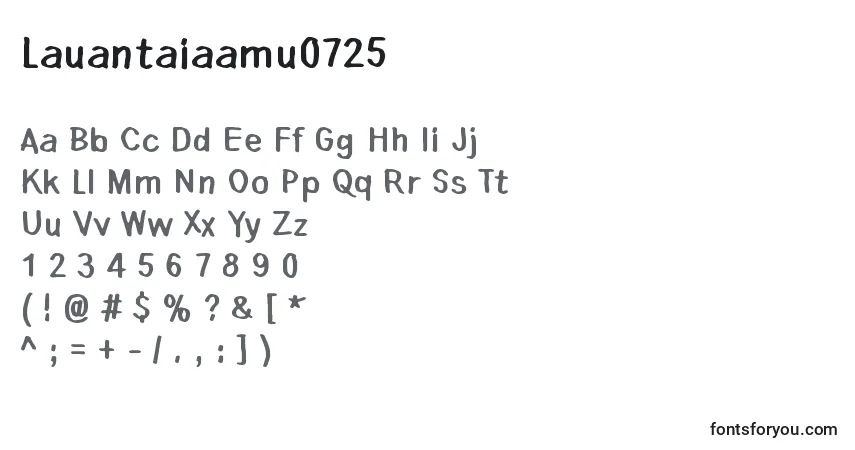 Czcionka Lauantaiaamu0725 – alfabet, cyfry, specjalne znaki