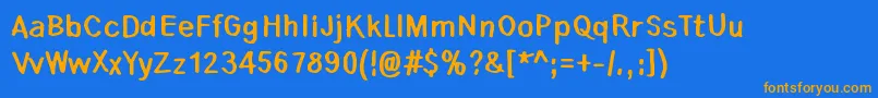 Lauantaiaamu0725 Font – Orange Fonts on Blue Background