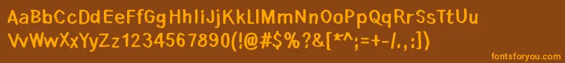 Lauantaiaamu0725 Font – Orange Fonts on Brown Background