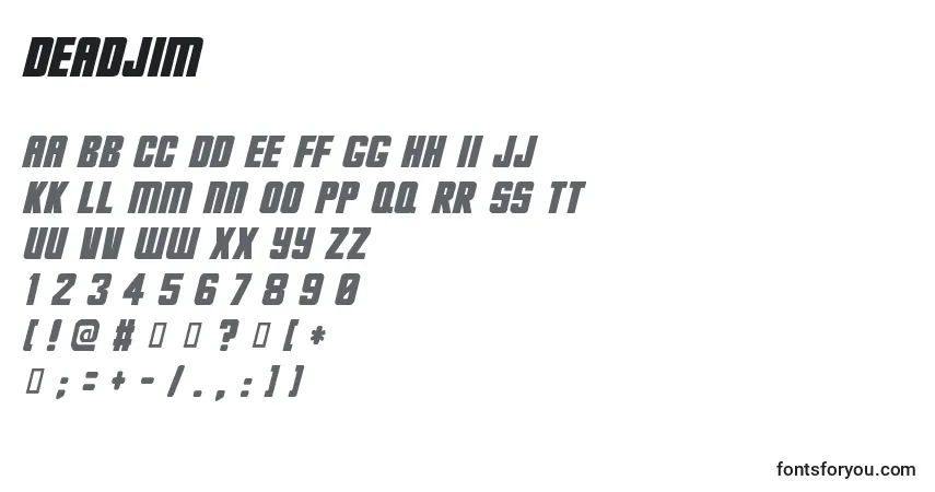 Czcionka Deadjim – alfabet, cyfry, specjalne znaki