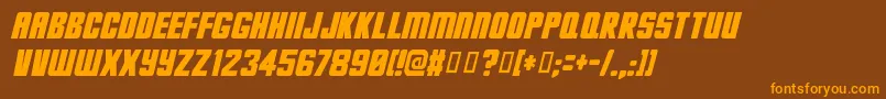 フォントDeadjim – オレンジ色の文字が茶色の背景にあります。