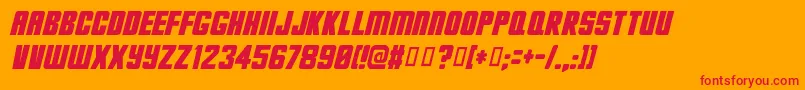 Deadjim-Schriftart – Rote Schriften auf orangefarbenem Hintergrund
