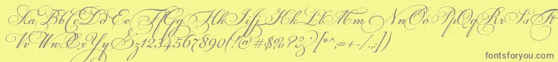 MariaAntuanetta-fontti – harmaat kirjasimet keltaisella taustalla
