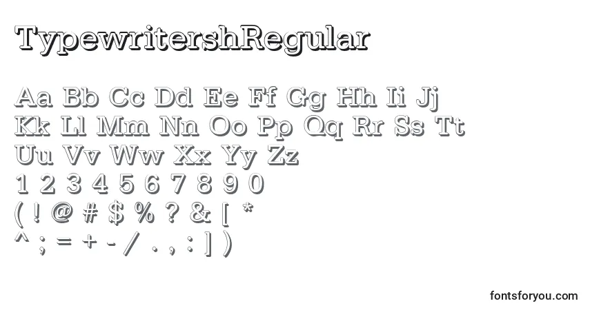 Шрифт TypewritershRegular – алфавит, цифры, специальные символы
