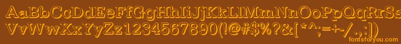 Weitere Informationen zur TypewritershRegular-Schriftart TypewritershRegular-Schriftart – Orangefarbene Schriften auf braunem Hintergrund