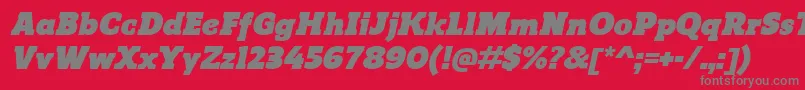 Fonte ReganslabUltraitalic – fontes cinzas em um fundo vermelho