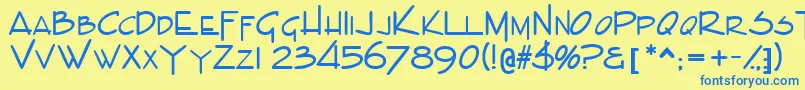IndascapssskBold Font – Blue Fonts on Yellow Background