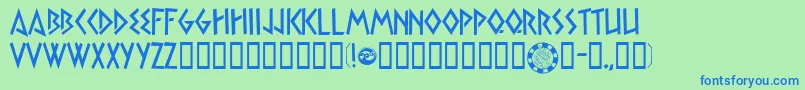 Satyp Font – Blue Fonts on Green Background