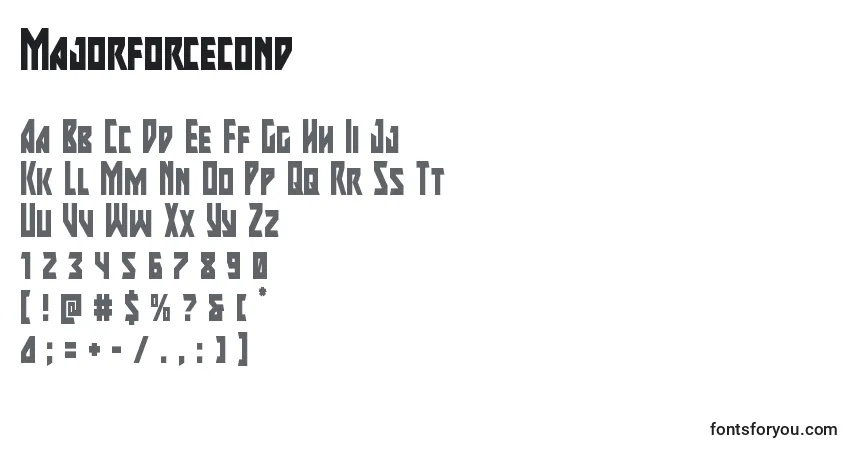 A fonte Majorforcecond – alfabeto, números, caracteres especiais
