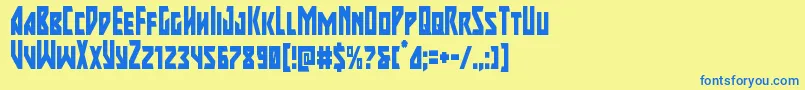 フォントMajorforcecond – 青い文字が黄色の背景にあります。