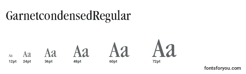 Размеры шрифта GarnetcondensedRegular