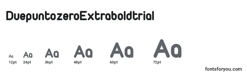 Размеры шрифта DuepuntozeroExtraboldtrial