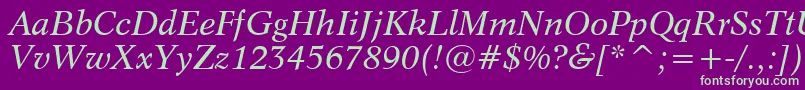 Dutch809ItalicBt-Schriftart – Grüne Schriften auf violettem Hintergrund