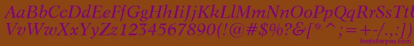Dutch809ItalicBt Font – Purple Fonts on Brown Background