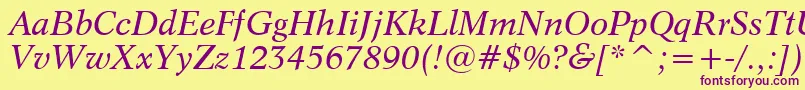 Dutch809ItalicBt Font – Purple Fonts on Yellow Background