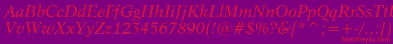 Dutch809ItalicBt-Schriftart – Rote Schriften auf violettem Hintergrund