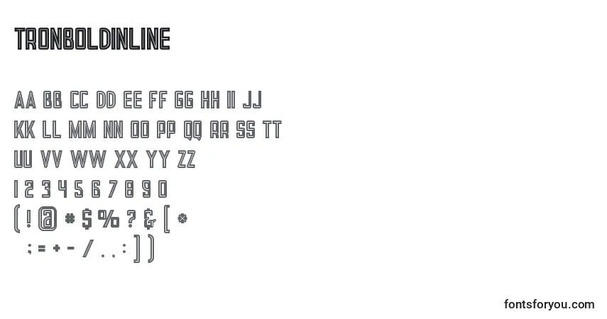 A fonte Tronboldinline (117506) – alfabeto, números, caracteres especiais