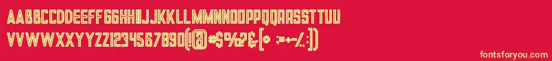 Tronboldinline-Schriftart – Gelbe Schriften auf rotem Hintergrund