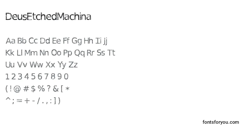 Fuente DeusEtchedMachina - alfabeto, números, caracteres especiales