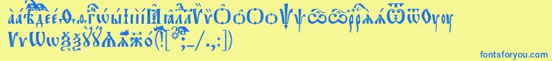 フォントOrthodox.TtIeucs8 – 青い文字が黄色の背景にあります。