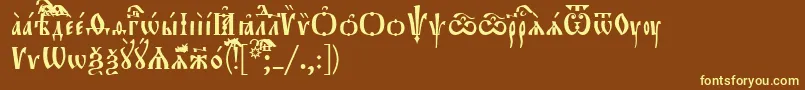 Orthodox.TtIeucs8-Schriftart – Gelbe Schriften auf braunem Hintergrund