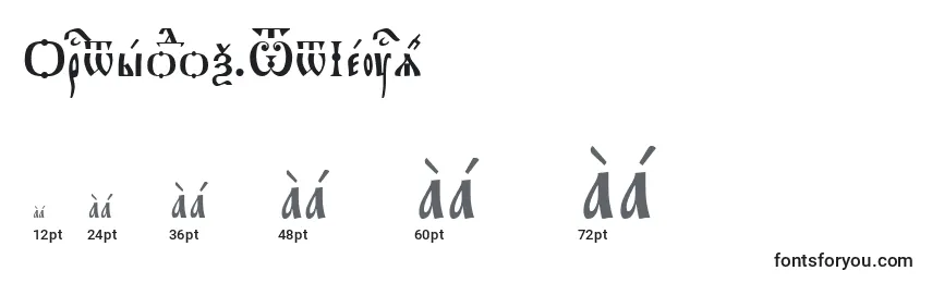 Размеры шрифта Orthodox.TtIeucs8