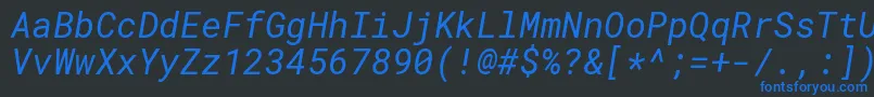 RobotomonoItalic Font – Blue Fonts on Black Background