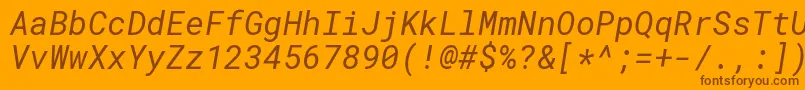 Czcionka RobotomonoItalic – brązowe czcionki na pomarańczowym tle