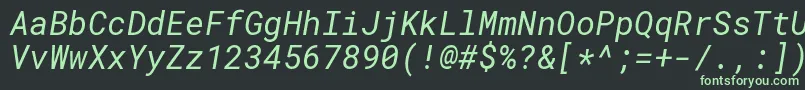 フォントRobotomonoItalic – 黒い背景に緑の文字