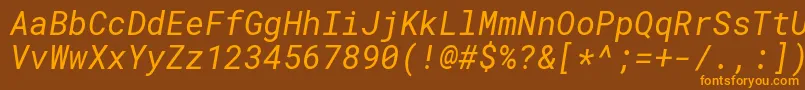 Fonte RobotomonoItalic – fontes laranjas em um fundo marrom