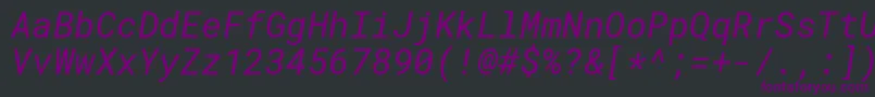 RobotomonoItalic-fontti – violetit fontit mustalla taustalla