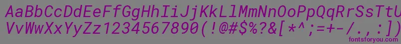 フォントRobotomonoItalic – 紫色のフォント、灰色の背景
