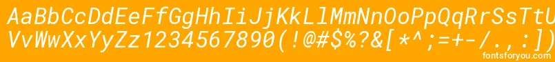 Fonte RobotomonoItalic – fontes brancas em um fundo laranja