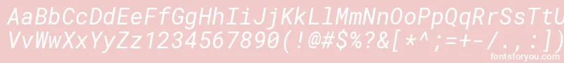 RobotomonoItalic-Schriftart – Weiße Schriften auf rosa Hintergrund